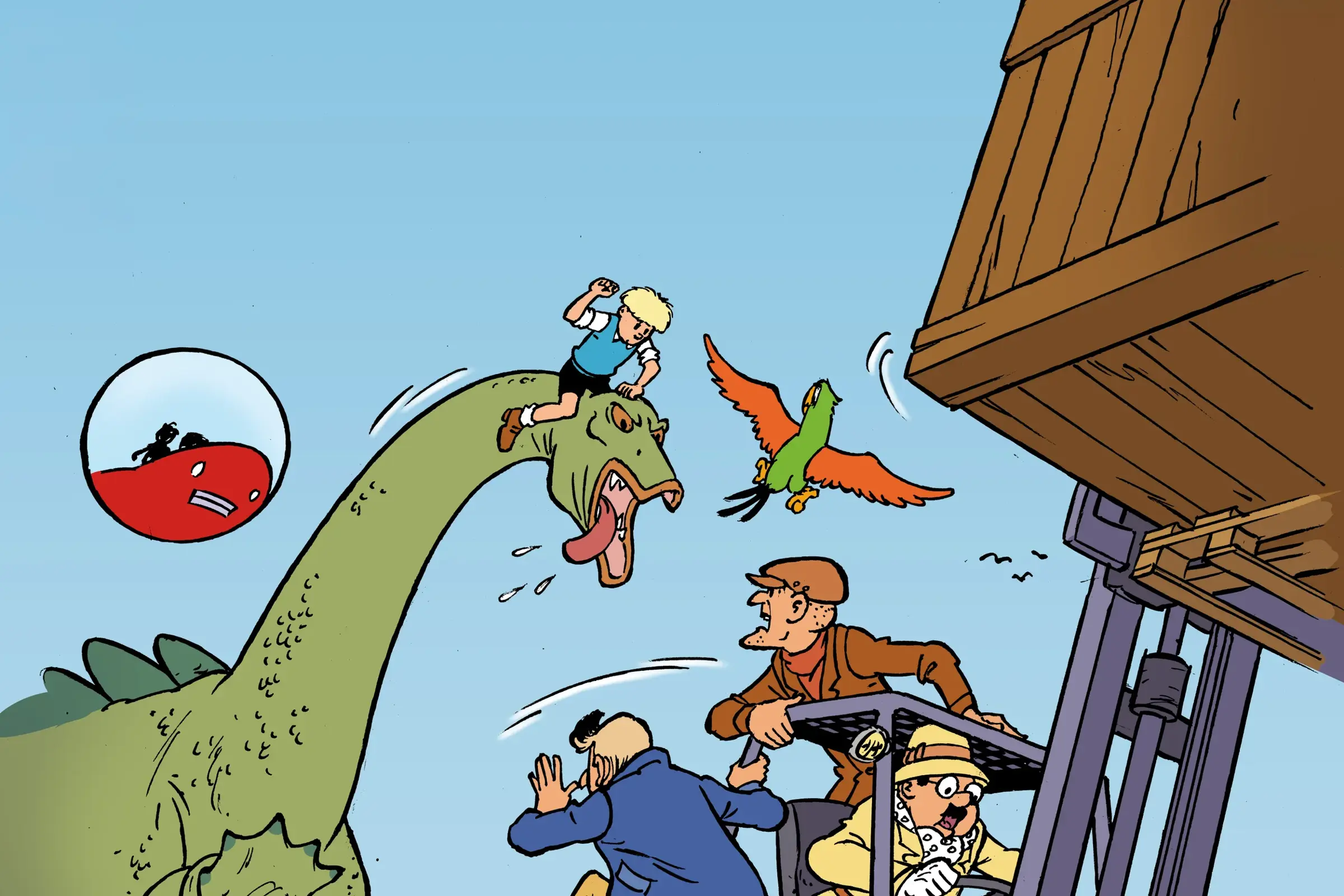 Illustratie van een draak uit de strip Scheldehelden van Jommeke.