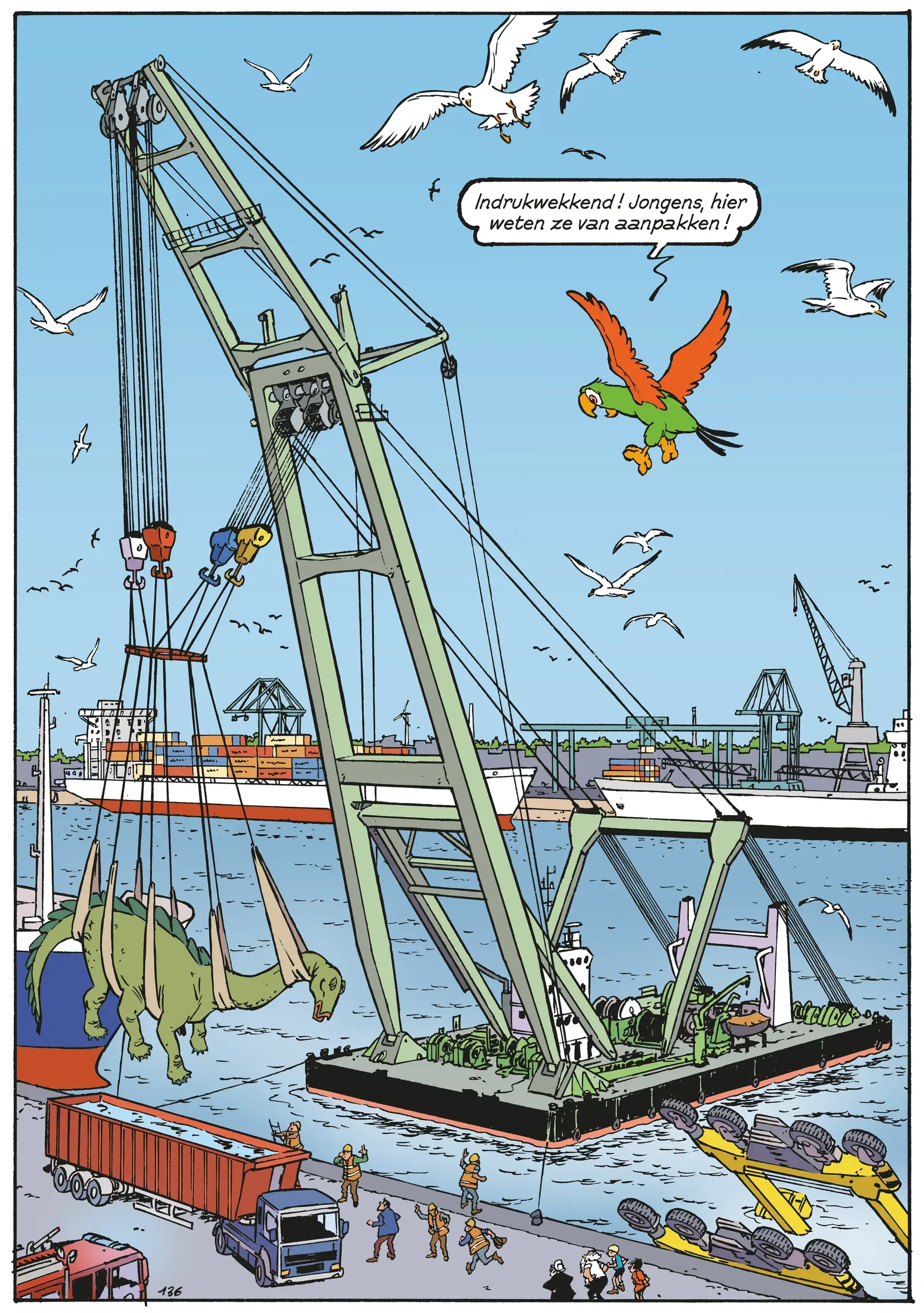 Illustratie van Hijsbok Brabo in de Scheldenhelden strip van Jommeke.